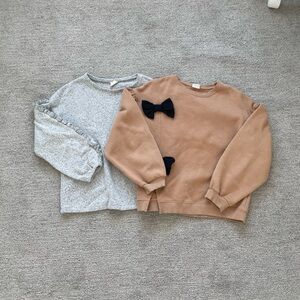Zara Girls Sweatshirt Knit Bow Ruffle Bundle Casual Coquette Preppy Summer